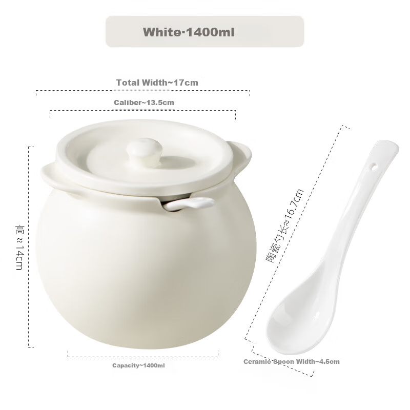 Newair Ceramic Lard Jar, Heat-Resistant Japanese-Style Kitchen Salt Container, Chili Oil Jar with Lid, Large Capacity