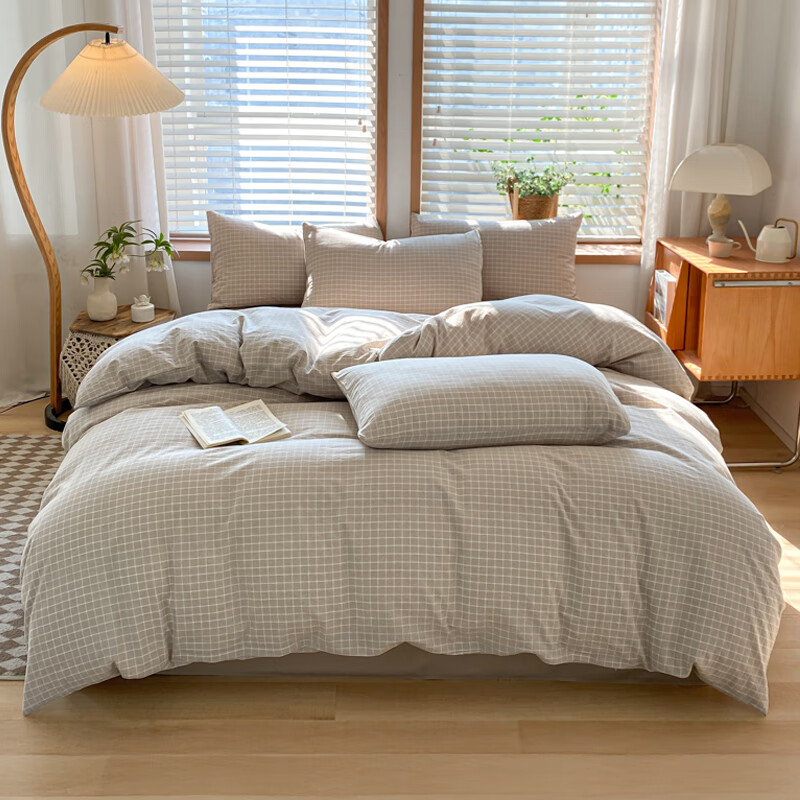 Комплект постельного белья MUJI A-Class, 100% хлопок, для кровати 1.5/1.8м, двуспальный, 4 предмета, простыня, пододеяльник 200x230 см
