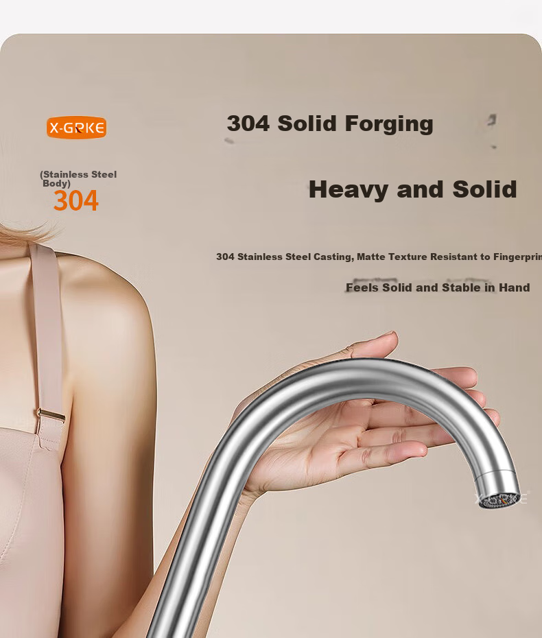 X-GRKE [Germany] Kitchen Faucet Hot And Cold Water Two-In 304 Stainless Steel Sink Faucet with 360° Rotation LR 6
