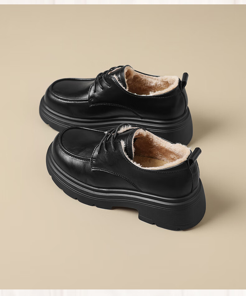 ZHR British Style Classic Retro Loafers for Women with JK Skirt Slip-On Thick Sole Leather Shoes AY273 Black Size 35 18