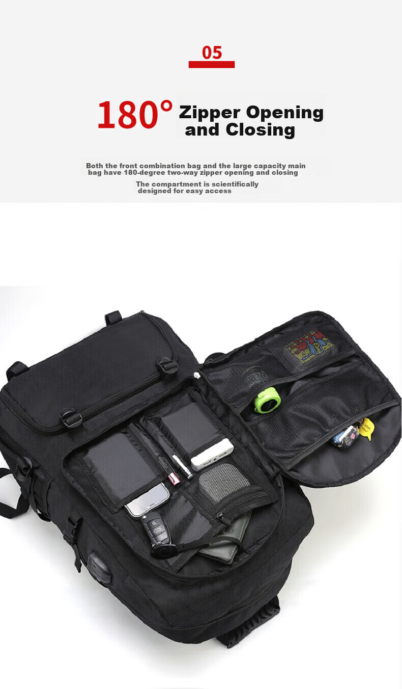 Huili Backpack for Men, Extra Large Capacity Travel Bag, Casual Outdoor Self-Driving Business Trip Luggage Hiking Bag, Student Schoolbag 10