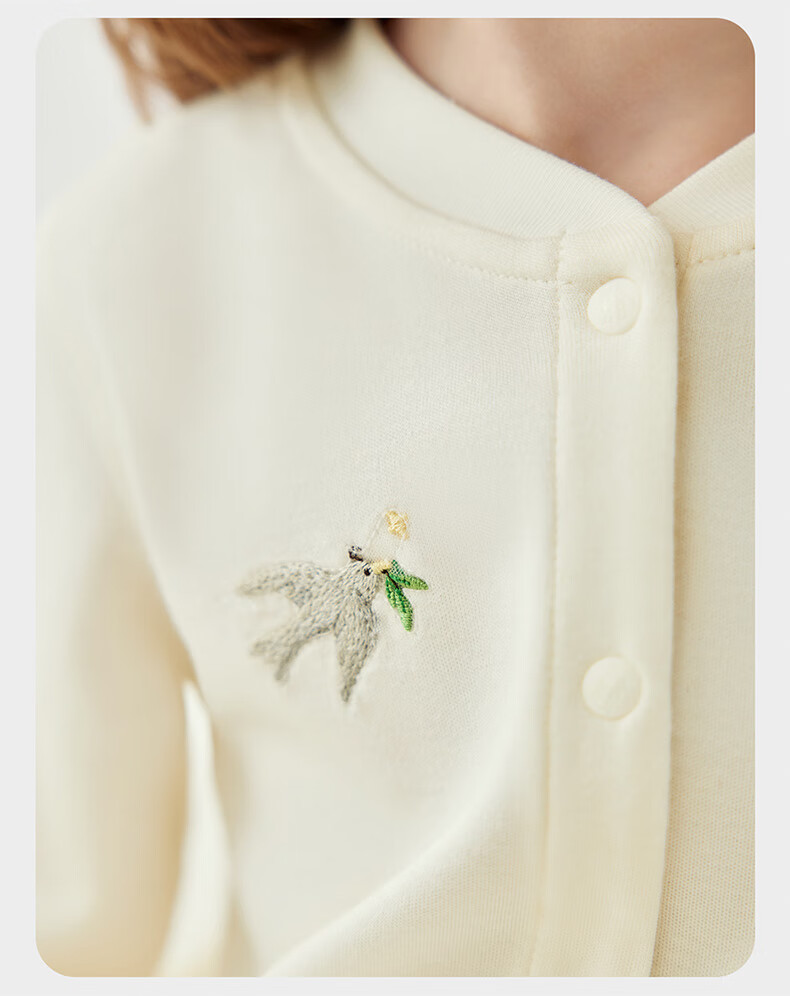 Babycare Baby Romper, Infant Onesie, Embroidered Bodysuit, Long-Sleeve Mid-Cut Crawling Suit, Moonlight White, 73cm 22