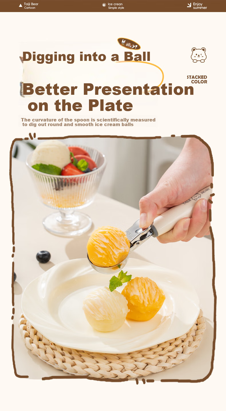 CAIZHI Stainless Steel Ice Cream Scoop, Ball Maker, Fruit Spoon, Watermelon Scoop, Ice Cream Spoon CZ6930 5