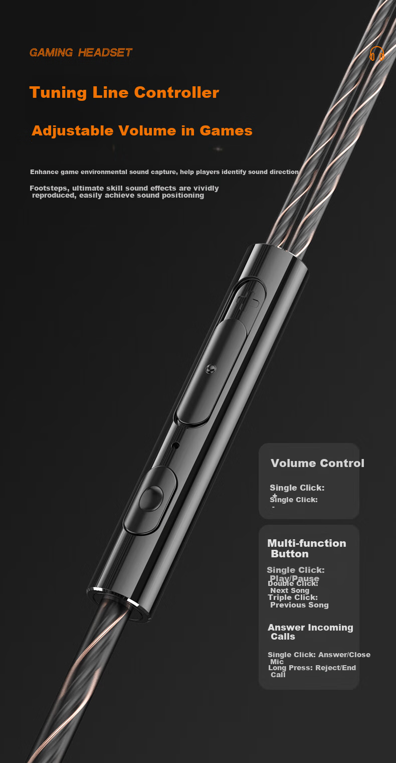 Bkayp Wired Gaming Headphones with Type-C Connector, In-Ear Design for Esports, Suitable for PUBG, Honor of Kings, Gunfight, Computer And Mobile Phone Use, Sleep Mode, Noise Cancellation, Music And Calls Compatible with Apple And Android Devices 9