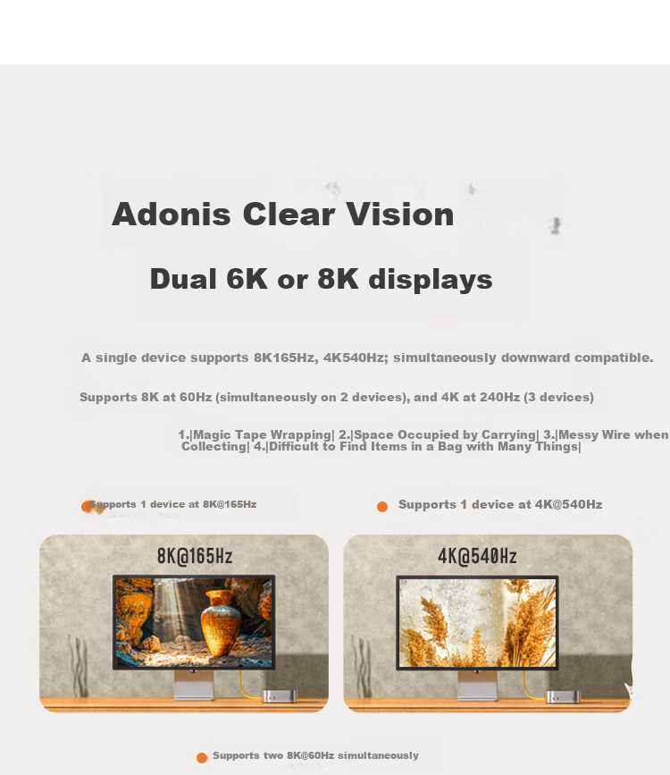 Aohi Adonis USB4 2.0 Fast Charging Data Cable, PD240W Full-Function 120Gbps Transmission, Dual Type-C, HD 8K Video Display, Screen Casting, Expansion Dock 7