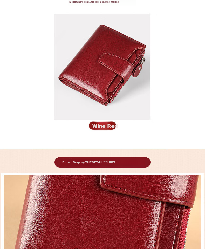 C.BANNER Leather Women's Wallet, Short Card Holder, Two-In Design, Stylish Purse, Birthday Gift for Girlfriend on May 20 4