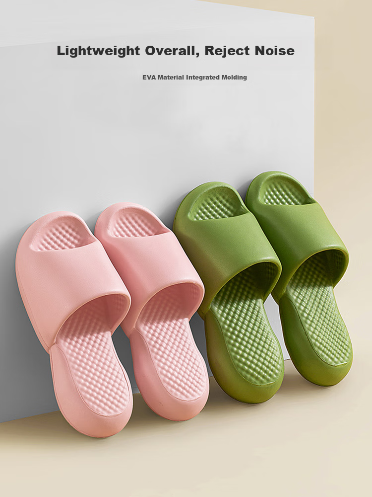 GUOLUOFEI Slippers, Comfortable for Stepping on Poop, Summer Indoor Use, Bathroom Soft Sole, Large Size Unisex Sandals, Green, Size 37-38 1