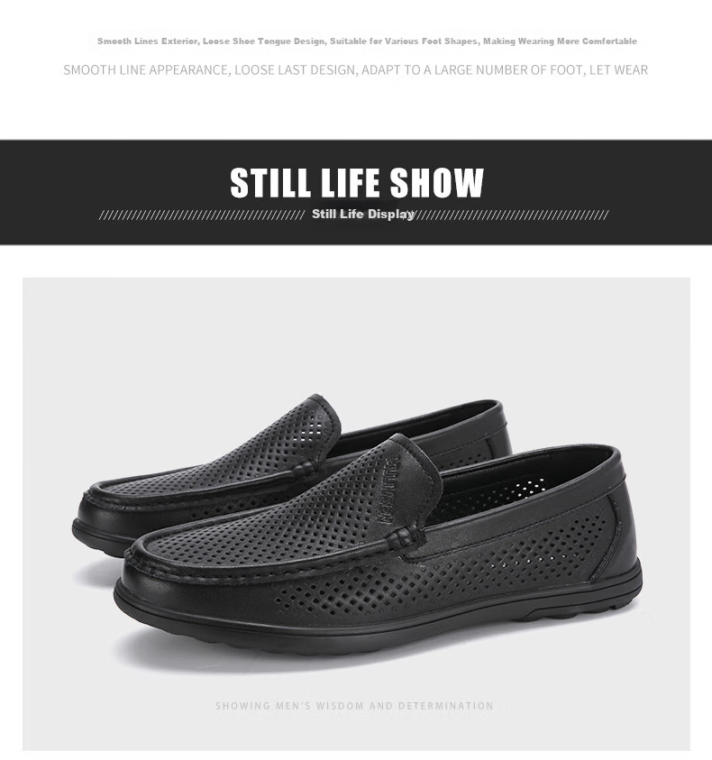 MULINSEN Men's Shoes, Business Casual, Hollow Breathable Slip-On Soft Sole Driving Loafers, Perforated Dad Shoes, L222003 13