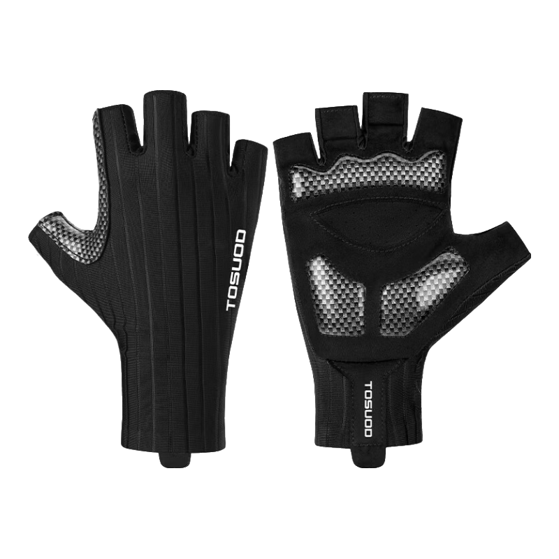 Tasiduizhang Bicycle Gloves, Half-Finger Riding Gloves for Men And Women, Road And Mountain Bike Breathable Silicone Shock-Absorbing Cycling Equipment, Black XL