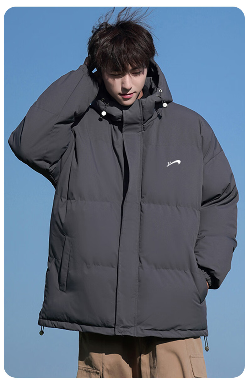 Guirenniao Autumn Winter Men's Hooded Cotton Padded Jacket Thickened Warm Windproof Coat Gray Green 2XL 7