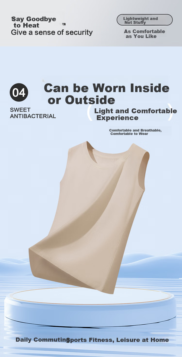 Hongdou Women's Cotton-Spandex Vest, Breathable And Elastic, Simple And Versatile for Commuting, Round Neck Tank Top Suitable for Outer Wear 4