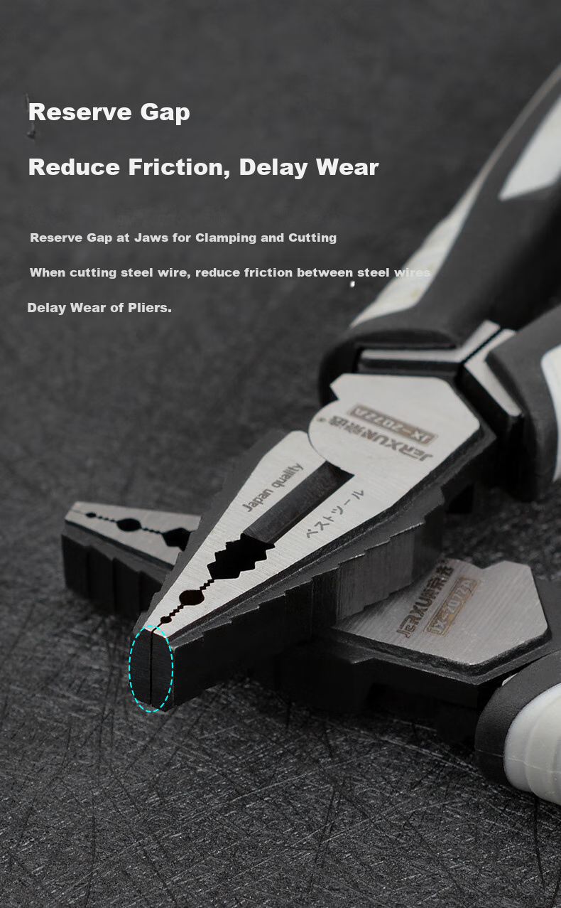 JERXUN Pliers, Multi-Functional 8-Inch Tiger Pliers, Labor-Saving Electrician's Pliers, Flat-Nose Wire Cutters, Iron Wire Pressing Line Tiger Mouth Hand Pliers 9