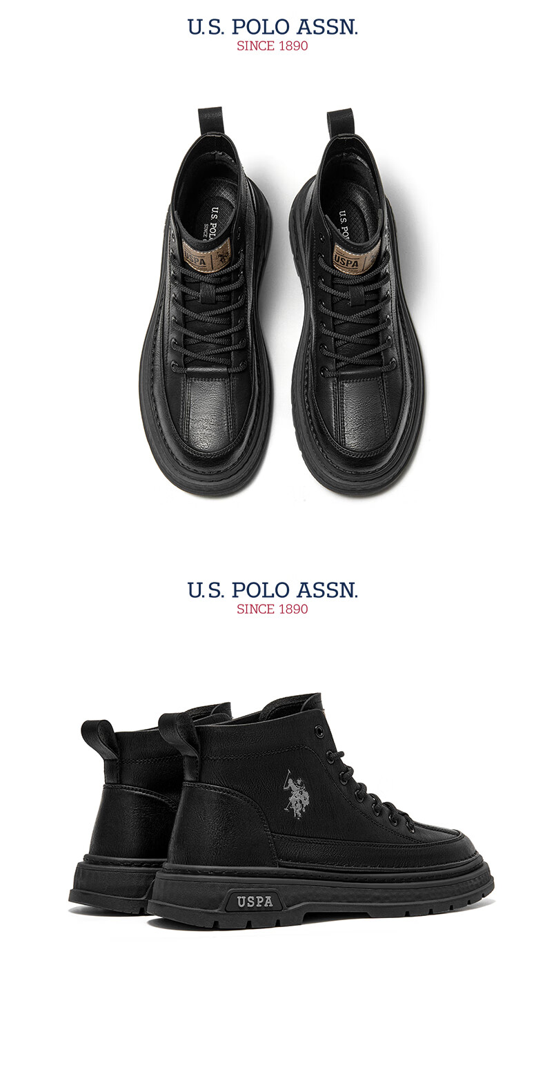 U.S. POLO ASSN. Spring Summer New Martin Boots Men British Fashion High-top Work Boots Trendy Versatile High-top Polo Shoes Men 8