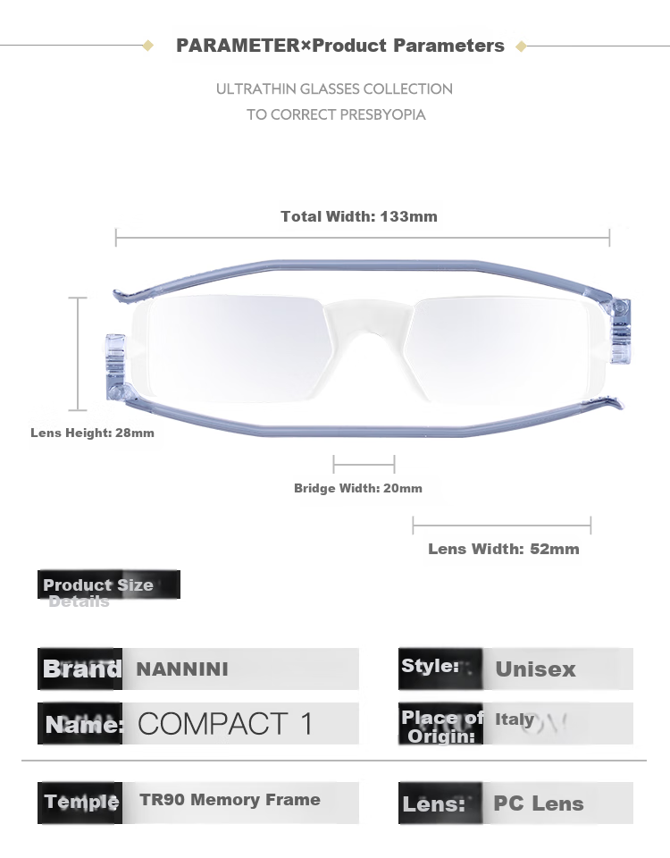 NANNINI Italian Reading Glasses for Men And Women, Portable High-Definition Imported Foldable Fashionable Reading Glasses 4