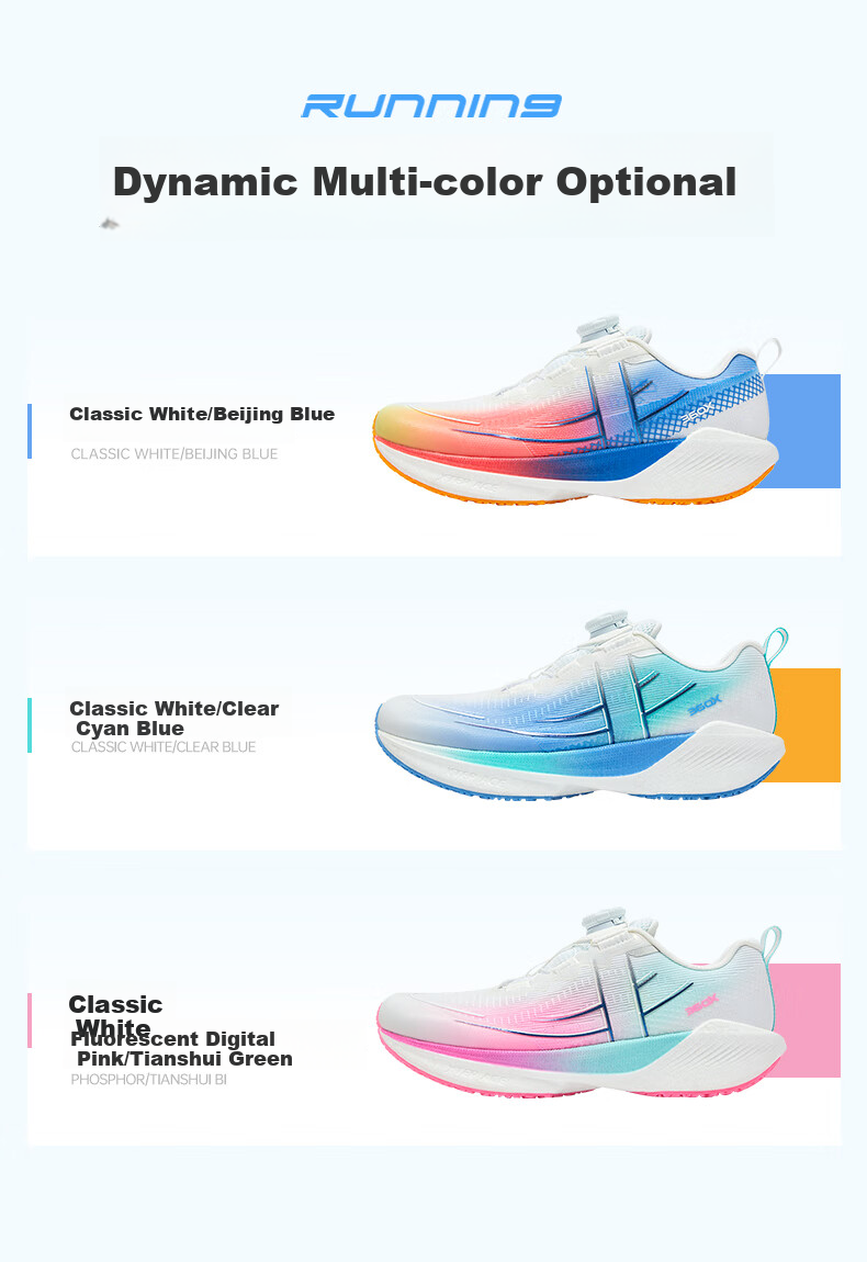XTEP Children's Shoes, Boys' 360X Youth Physical Test Carbon Plate Running Shoes, Classic White/Beijing Blue, Size 40 8