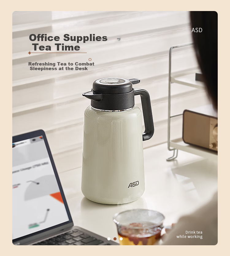 ASD Insulated Bottle, Large Capacity for Home Use, 316L Stainless Steel Inner Liner, Vacuum Thermal Water Kettle, Thermos Flask, 1.8 Liter, Xingyun White 10