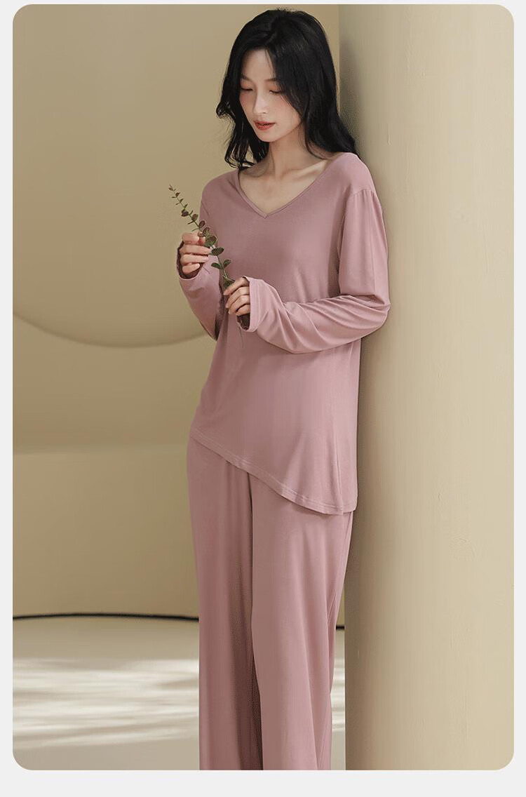 LangSha Women's Pajama Set Spring Summer Smooth Bare Skin Comfortable Homewear 2026 New Pink 5