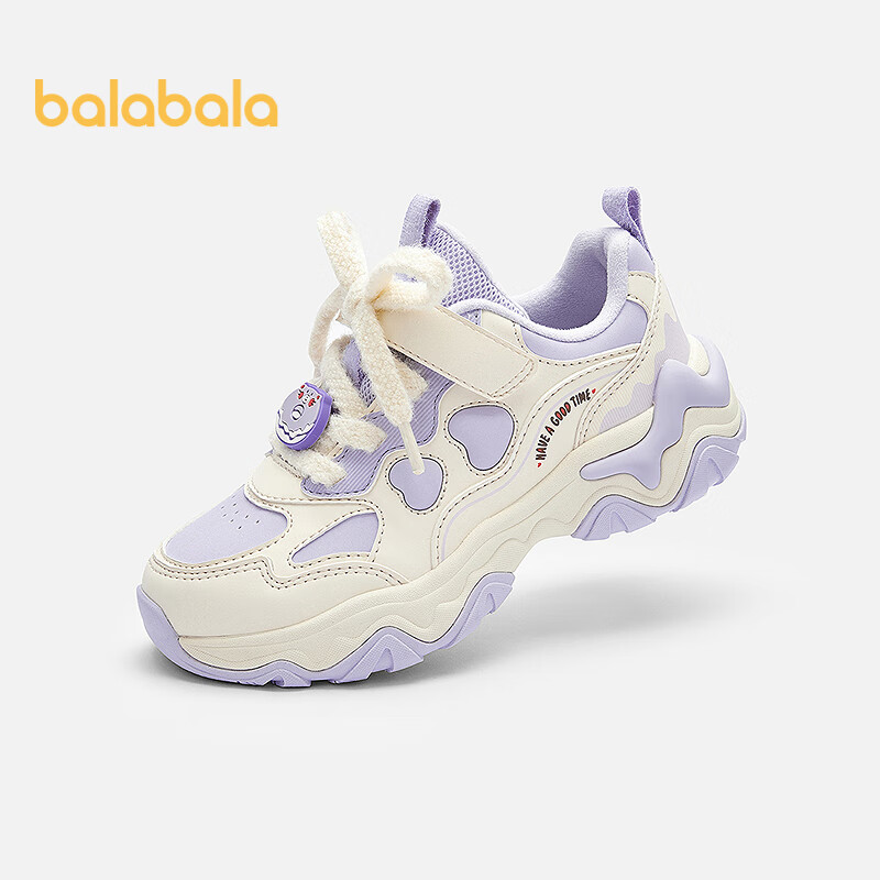 BALABALA Children's Shoes, Girls' Sports Shoes, Autumn And Winter Baby Shoes, Non-Slip Dad Shoes, Fleece-Lined, Sweet And Warm