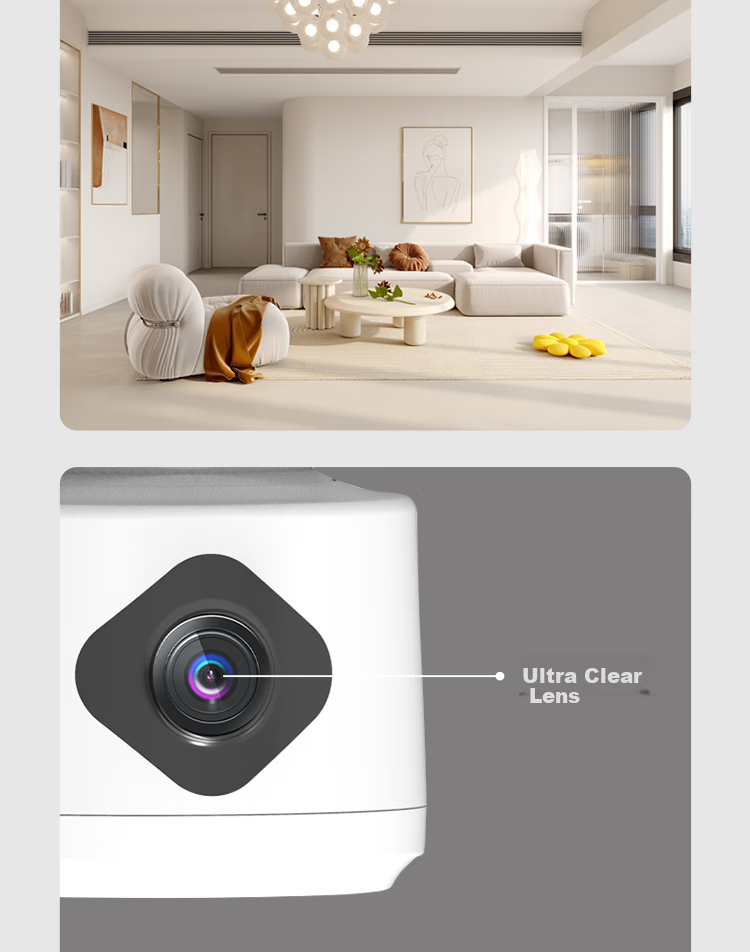 Newmine Wireless Home Camera AI Remote Monitoring Via Smartphone, 360-Degree Coverage with Night Vision, Panoramic View, Voice Control, 5 Million Pixel High-Definition Auto-Rotation Indoor PTZ Camera with Two-Way Audio 4