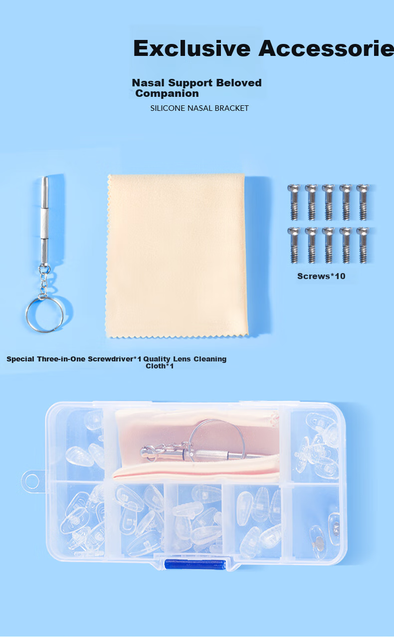 Yanjingbang Eyeglass Nose Pads, Silicone Air Cushion Nose Pads, Accessories Box, Comfortable Pressure-Reducing, Non-Slip, Anti-Mark Tool 5