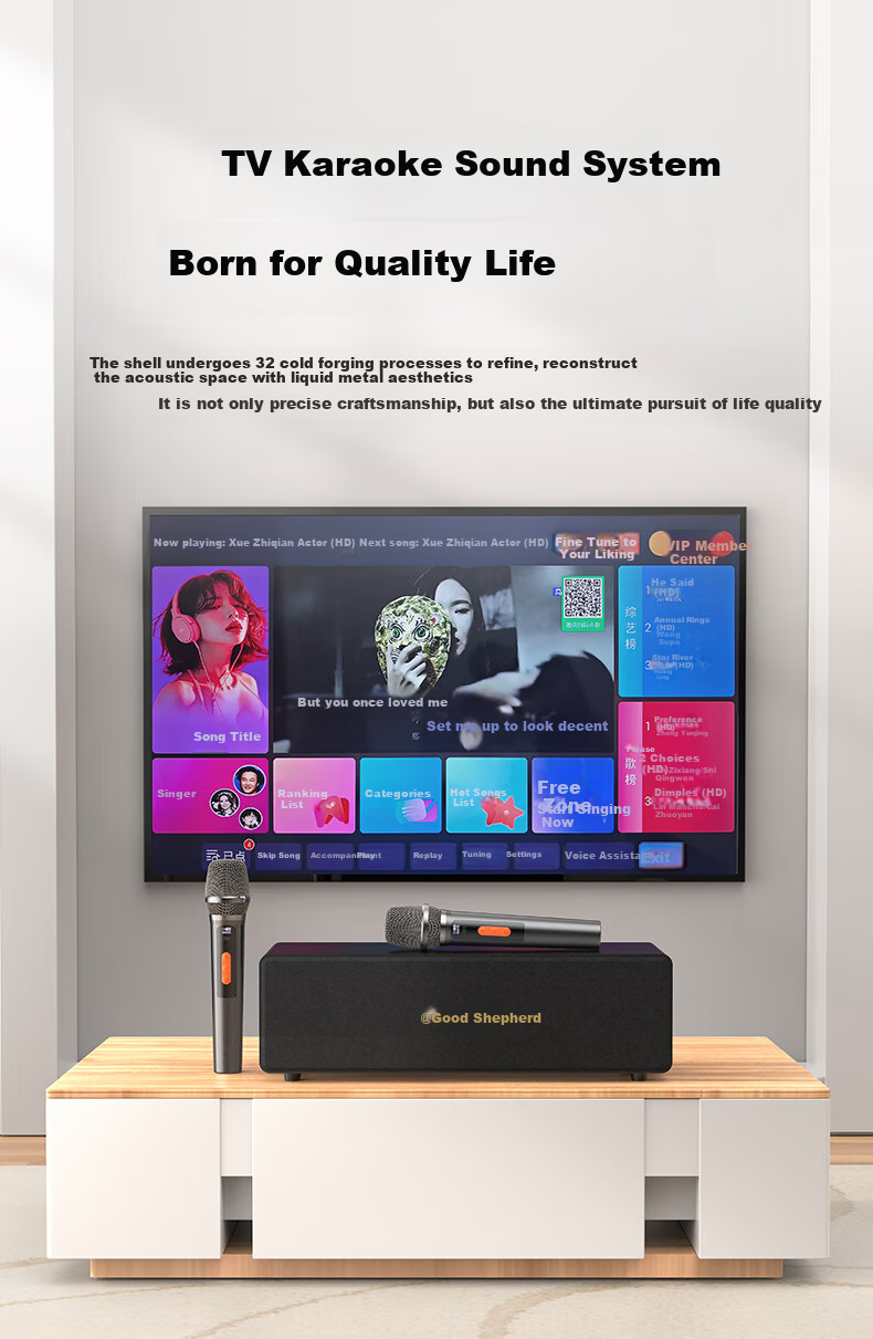 Haomuren Karaoke Sound System, Home KTV Sound Package, All-In Karaoke Machine for Singing at Home, Karaoke TV, Microphone, Karaoke Machine with Song Selection Function, Wireless Microphone, Bluetooth Speaker, Amplifier 20