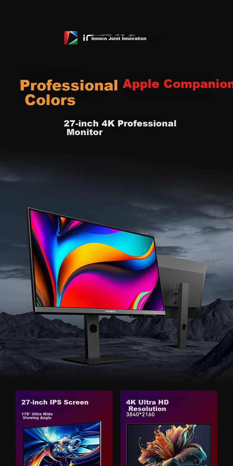Inno&cn 27-Inch 2K Monitor, 120Hz, Type-C, HDR400 Full-Chain Color Accuracy, Apple Mac Design And Photo Editing Display, Yunshangwu CB27Q1 1