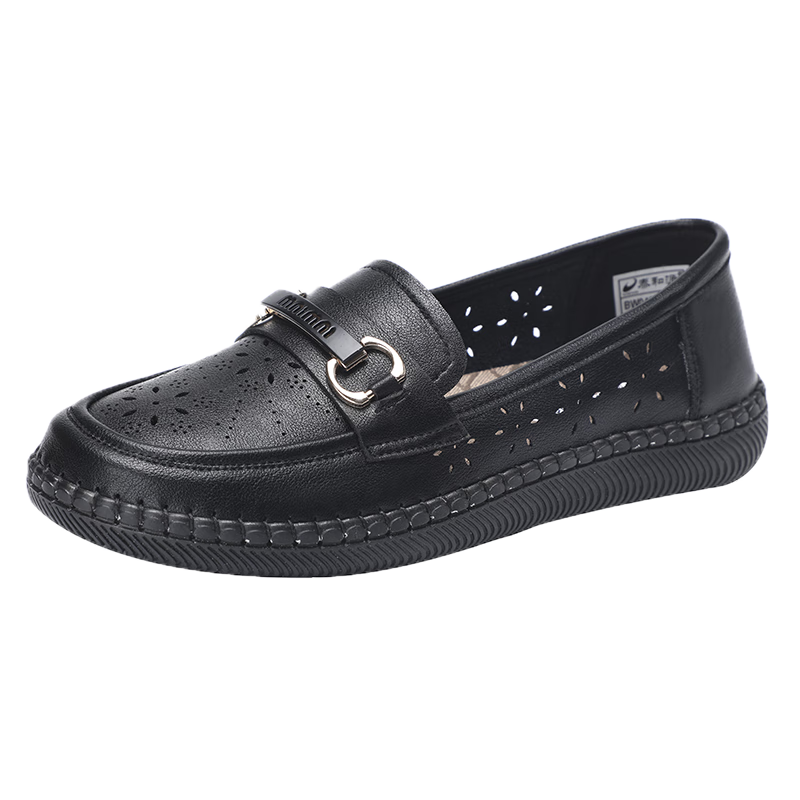 Taiheyuan Spring Summer Women's Breathable Soft Sole Non-Slip Hollow Loafers Versatile Flat Shallow Round Toe Mom Shoes