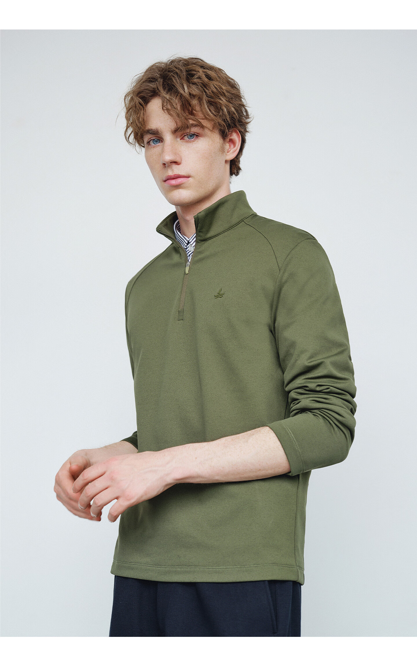 Navigare Celebrity-Inspired Small Sailboat Men's Half-Zip Brushed Casual Sweatshirt Inner Layer Top 1135845304 47