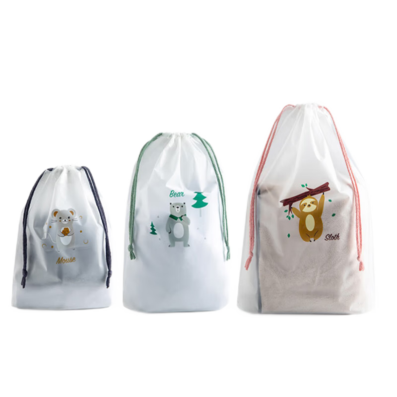 Etravel Shoe Storage Bags Travel Drawstring Dustproof Bags for Clothes Socks Underwear Transparent Sealed Bags 6-Pack