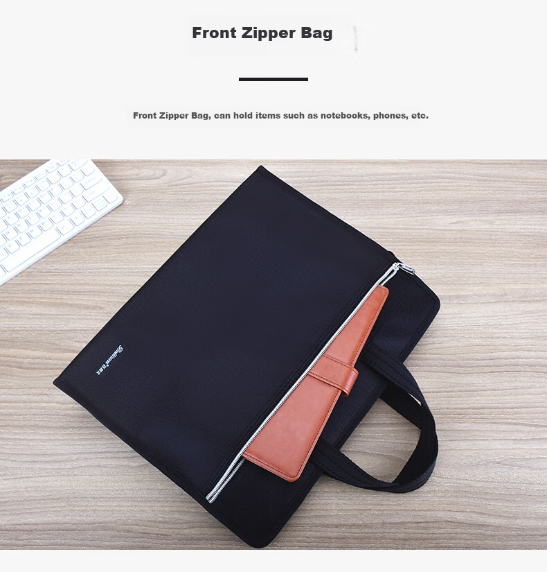 Bailiwen B0073 Black 3D Handbag Briefcase Business Document Bag Large Capacity Laptop Bag for Men, Office Meeting Briefcase Professional Commuter Bag 3