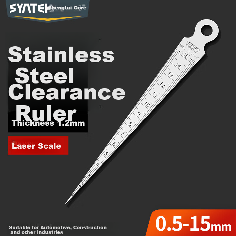 SYNTEK Stainless Steel High-Precision Gap Gauge, Wedge-Shaped Feeler Gauge, Slant Feeler Gauge, Hole Diameter Gauge, Gap Measuring Cone Gauge, 0.5-15mm
