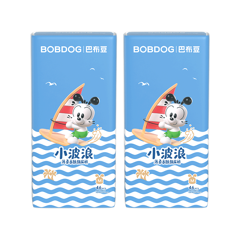 BOBDOG [Formamide Not Detected] Small Wave Baby Diapers M92 Summer Ultra-Thin Breathable Dry