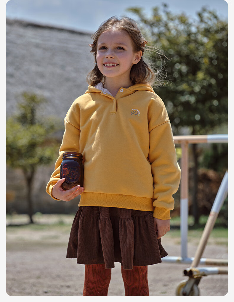 DAVE & BELLA Girls Fleece Hoodie Autumn Winter Boys Jacket Kids Pullover Hooded Sweatshirt 4