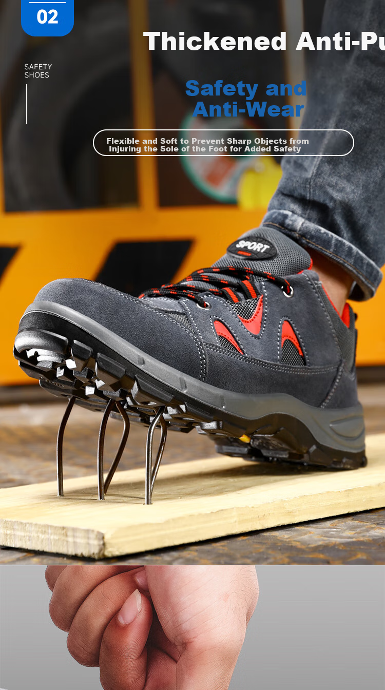 JUNBU Safety Shoes for Men, Steel Toe Cap, Puncture-Resistant, Breathable, Wear-Resistant, Construction Site Work Safety Functional Shoes 3020-1 Size 38 7
