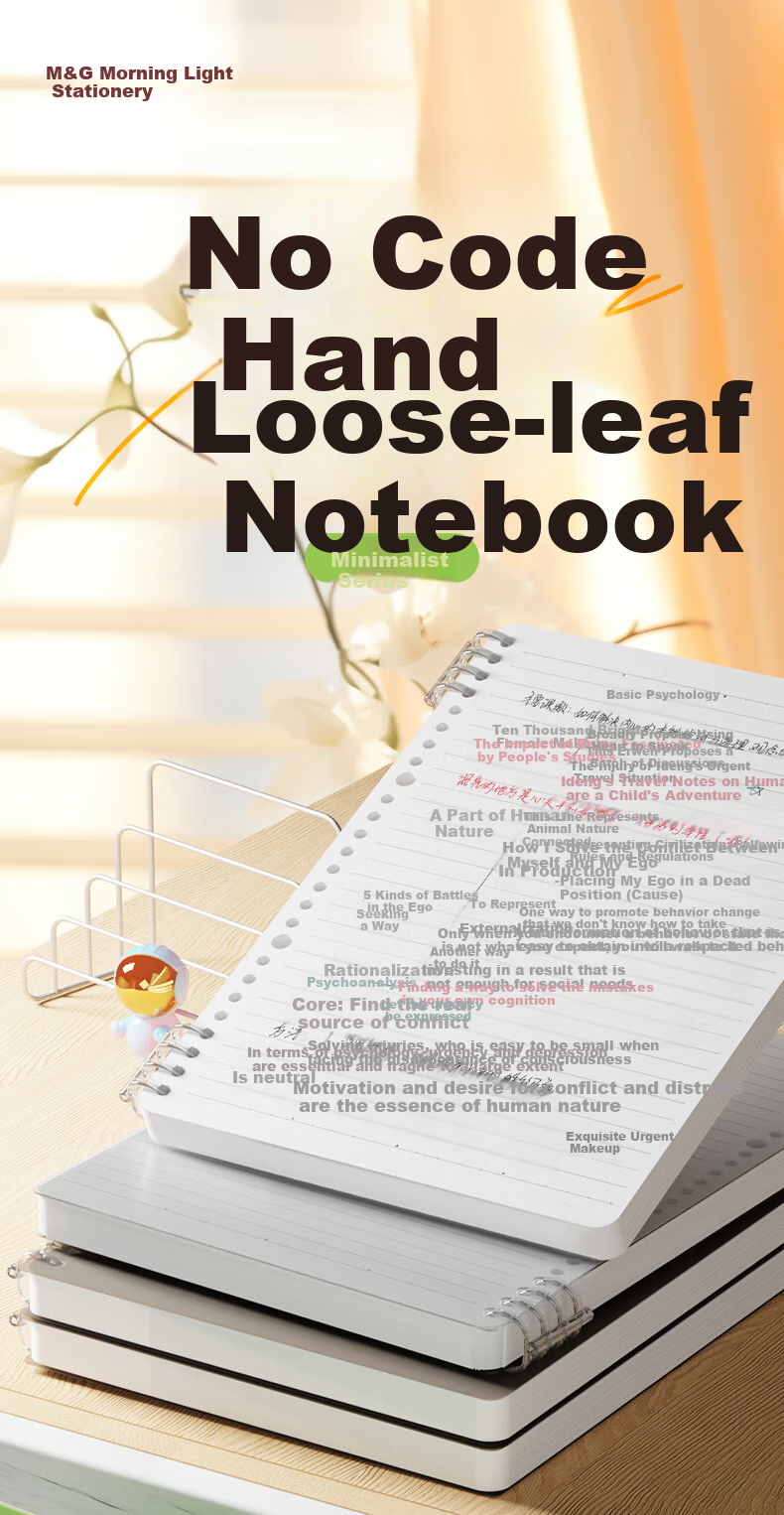 M&G Stationery A7 60-Sheet Spiral Pocket Notebook Portable PP Vertical Flip Loose-Leaf Grid Notebook XA7501G3 1