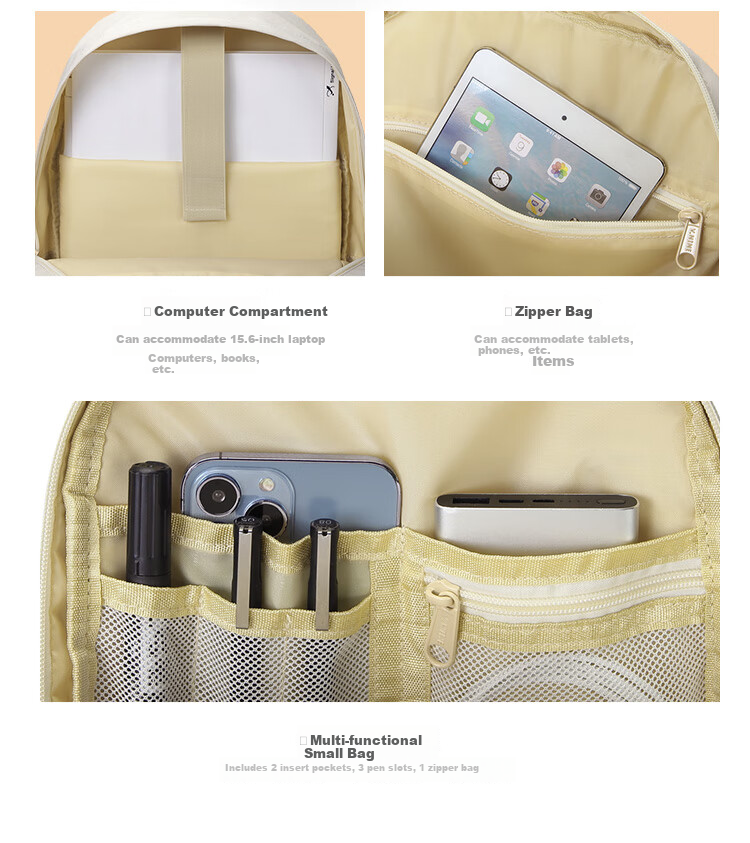 V.NINE Backpack for Middle And High School Students, Unisex Laptop Bag 14/15.6 Inch, College Student Travel Backpack 4