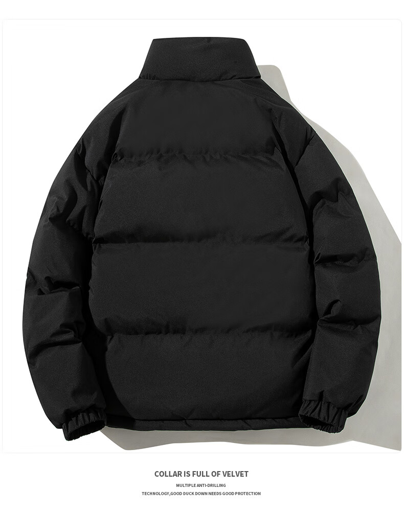 Warrior Men's Cotton Padded Jacket Autumn Winter Hooded Solid Thick Warm Outdoor Cold-Resistant Trendy Puffer Coat 11