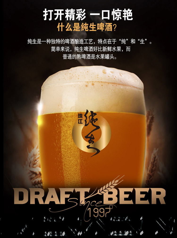 【珠江啤酒珠江精制纯生啤酒】珠江啤酒 9度 珠江纯生黑金摇滚罐啤酒