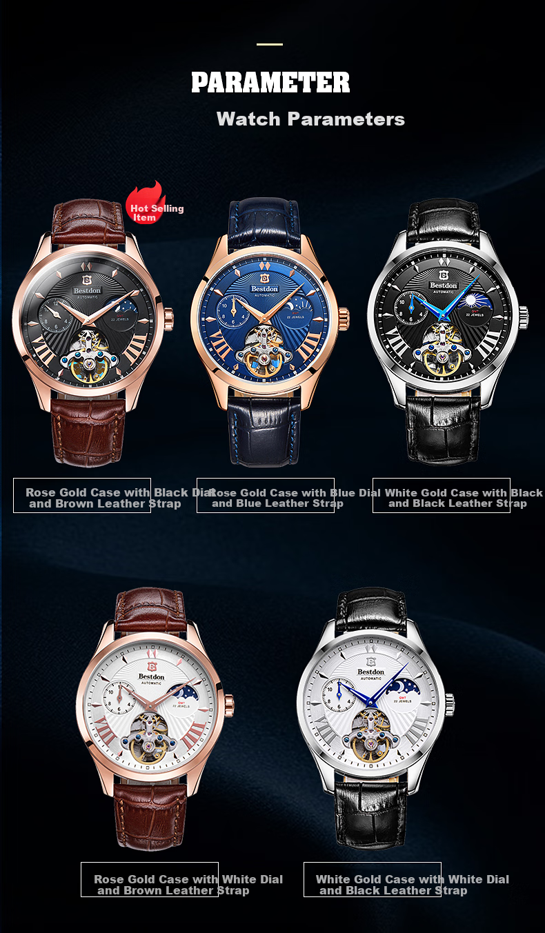 Bestdon Men's Automatic Mechanical Watch, Water-Resistant, Luminous, Business Style, National Trend, Gift Box for Men, Present for Me 11
