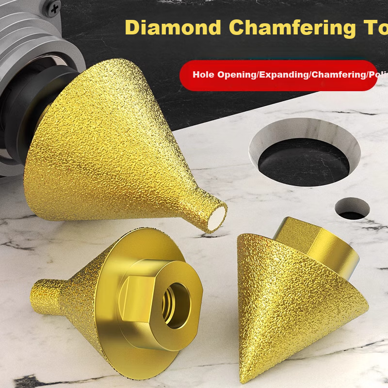 HUHAO Diamond Chamfering Tool, Marble Hole Cutter, Tile Drilling Bit, Angle Grinder Cone Dry Grinding Head, Hole Enlarger