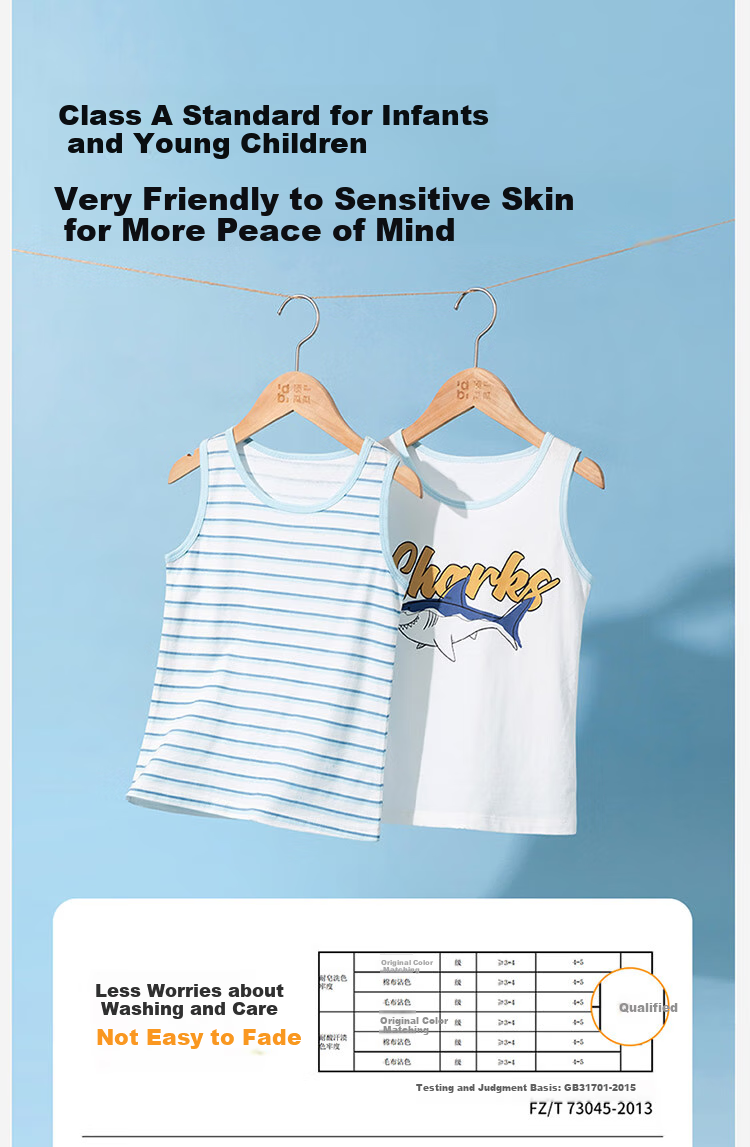 Dingguagua Children's Thin Cotton Undershirt Vest for Boys, Summer Lightweight Undershirt, Pack of 2, Combination Two 120 9