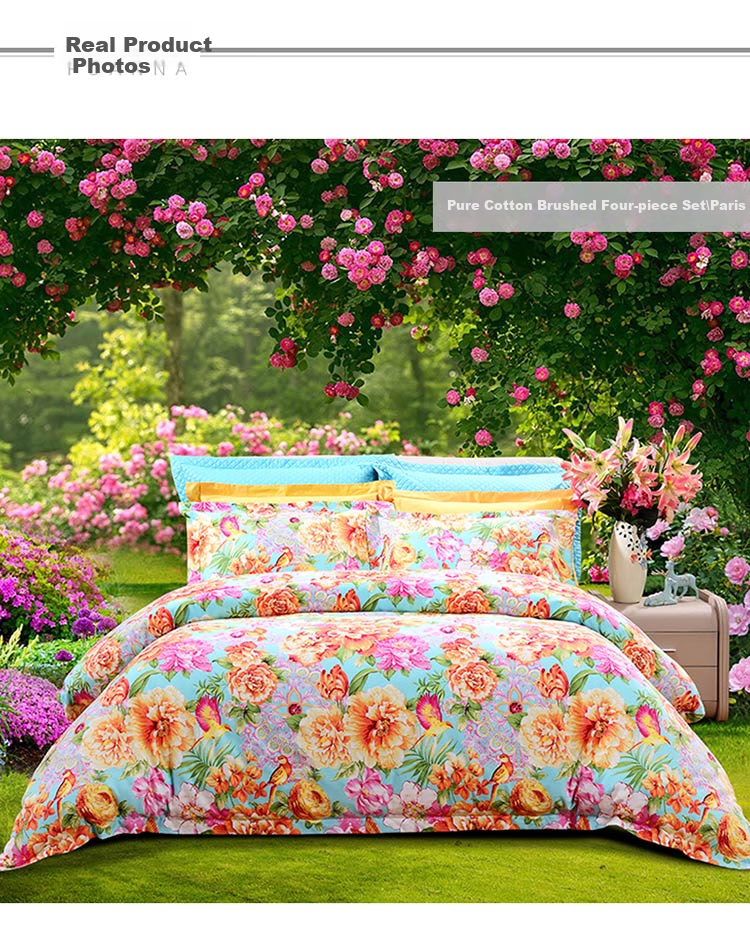 Fuanna Shengzhihua Four-Piece Bedding Set, Full Polyester Double-Sided Brushed, King Size Duvet Cover and Sheet, 230x229cm, Pink 11