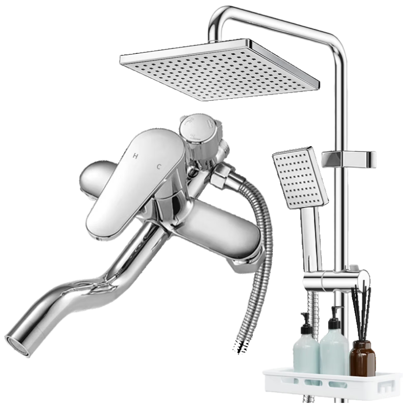 Jingshi Weideng Shower Faucet Set Bathroom Shower Head Full Set Pressurized Integrated Home Shower Three-Piece Set JS