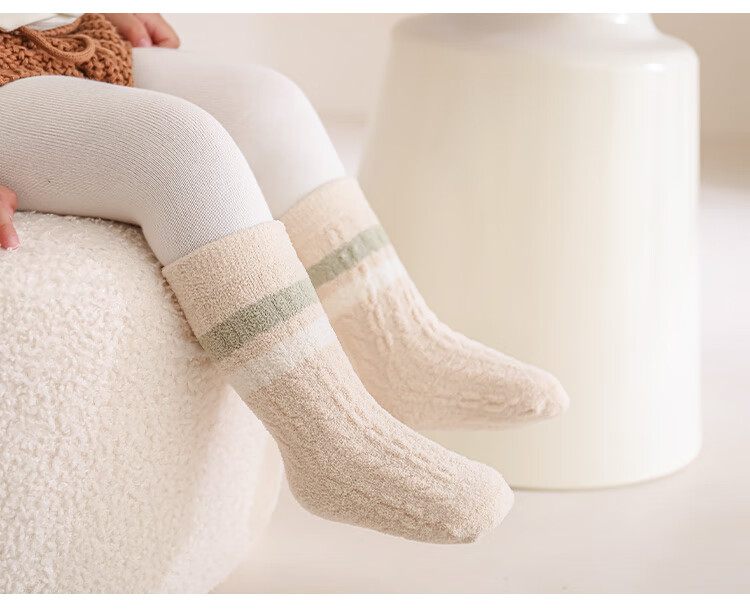 Five Cotton 3-Pair Pack Thickened Mid-Calf Children's Socks Infant Socks Class A Twisted Seamless Striped Baby Socks 17