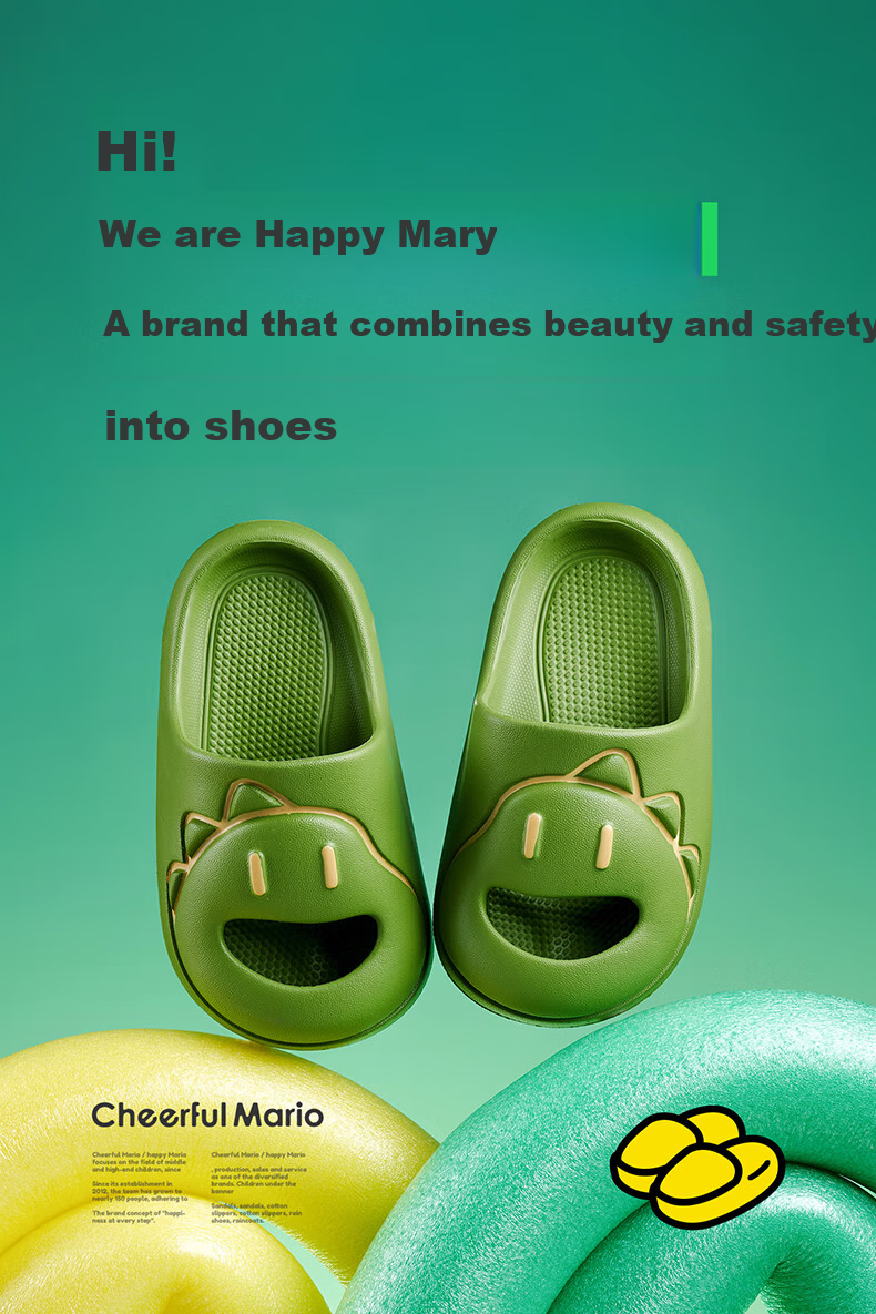Cheerful Mario Dinosaur Slippers, Children's Indoor Non-Slip Quiet Slippers, for Boys And Girls, Summer Baby Home Bathroom Cute Closed-Toe Sandals 1