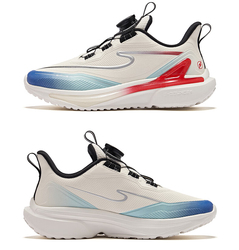 ERKE Kids Boys Girls Sports Shoes Children Dial Buckle Cushioning Running Shoes Microcrystalline White/Champion Blue Size 37 21
