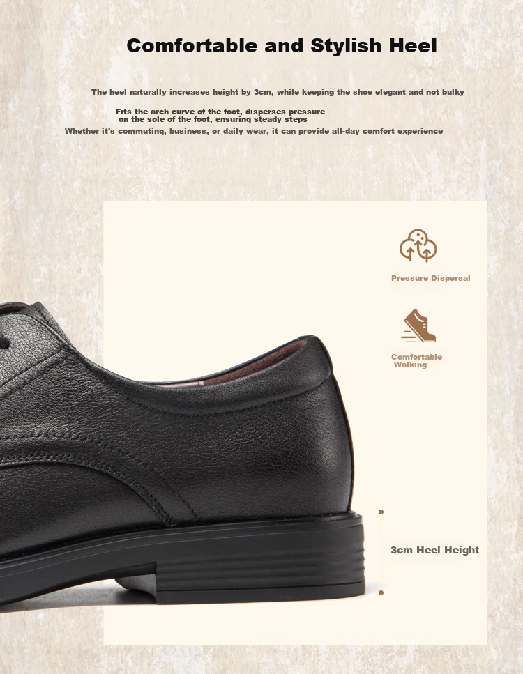 Aokang Leather Shoes for Men, British Style Business Formal Shoes, Low-Top Lace-Up Men's Shoes, Black, Size 42 6