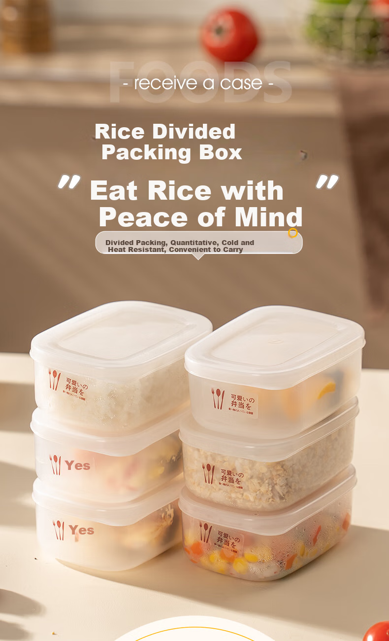 CAIZHI Rice Storage Containers, Refrigerator Food Keepers, Storage Boxes, Lunch Boxes, Bento Boxes, Microwave-Safe, Set of 6, CZ6628 2