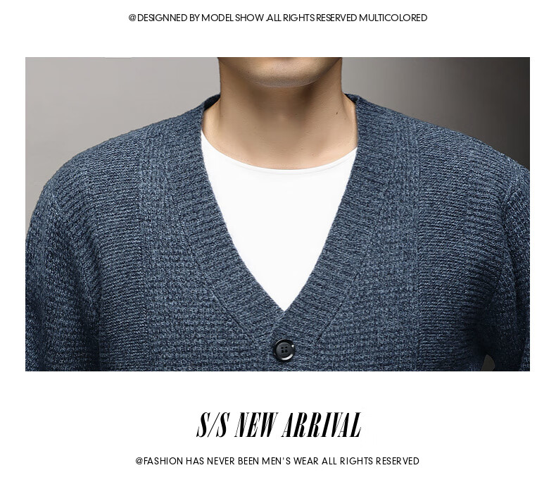Hengyuanxiang Men's Wool Cardigan Thickened 100% Pure Wool Winter New V-Neck Warm Sweater Men's Versatile Knit Jacket 12