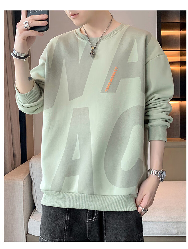 JEEP SPIRIT Sweatshirt for Men, Autumn 2025 New Style, Loose-Fitting Base Layer, Long-Sleeve Sweatshirt for Men 6586, Black, XL 20